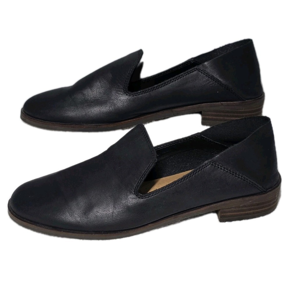 Lucky Brand Womens Size 6.5 Cahill Leather Loafer Navy Blue Slip On
